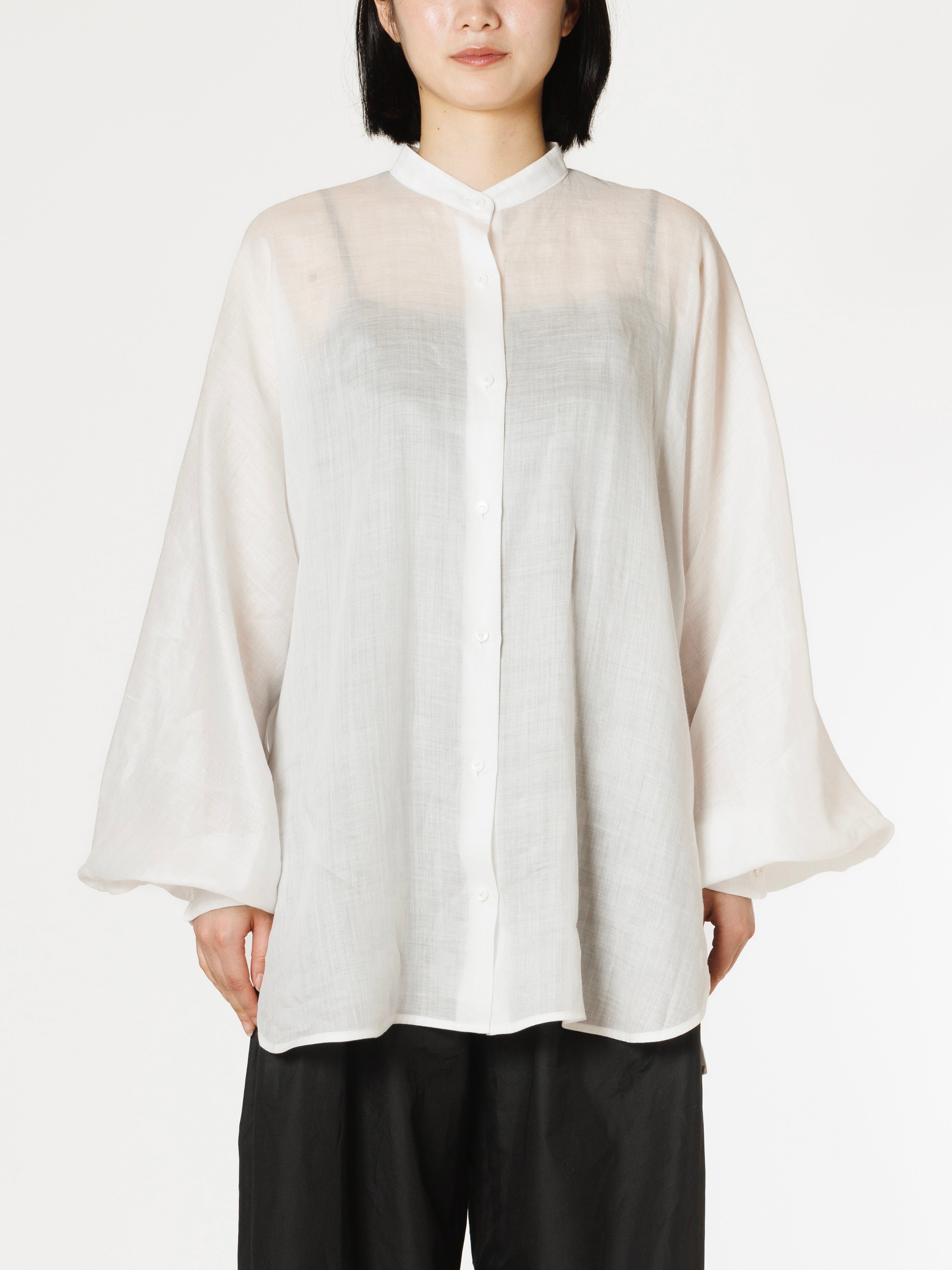 160/- Ramie Twill See-through Blouse / 160/-ラミーツイルシースルーブラウス